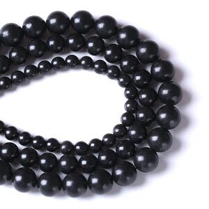 5886 10MM 38PCS Natural Stone Shungite Beads Crystal Loose Beads
